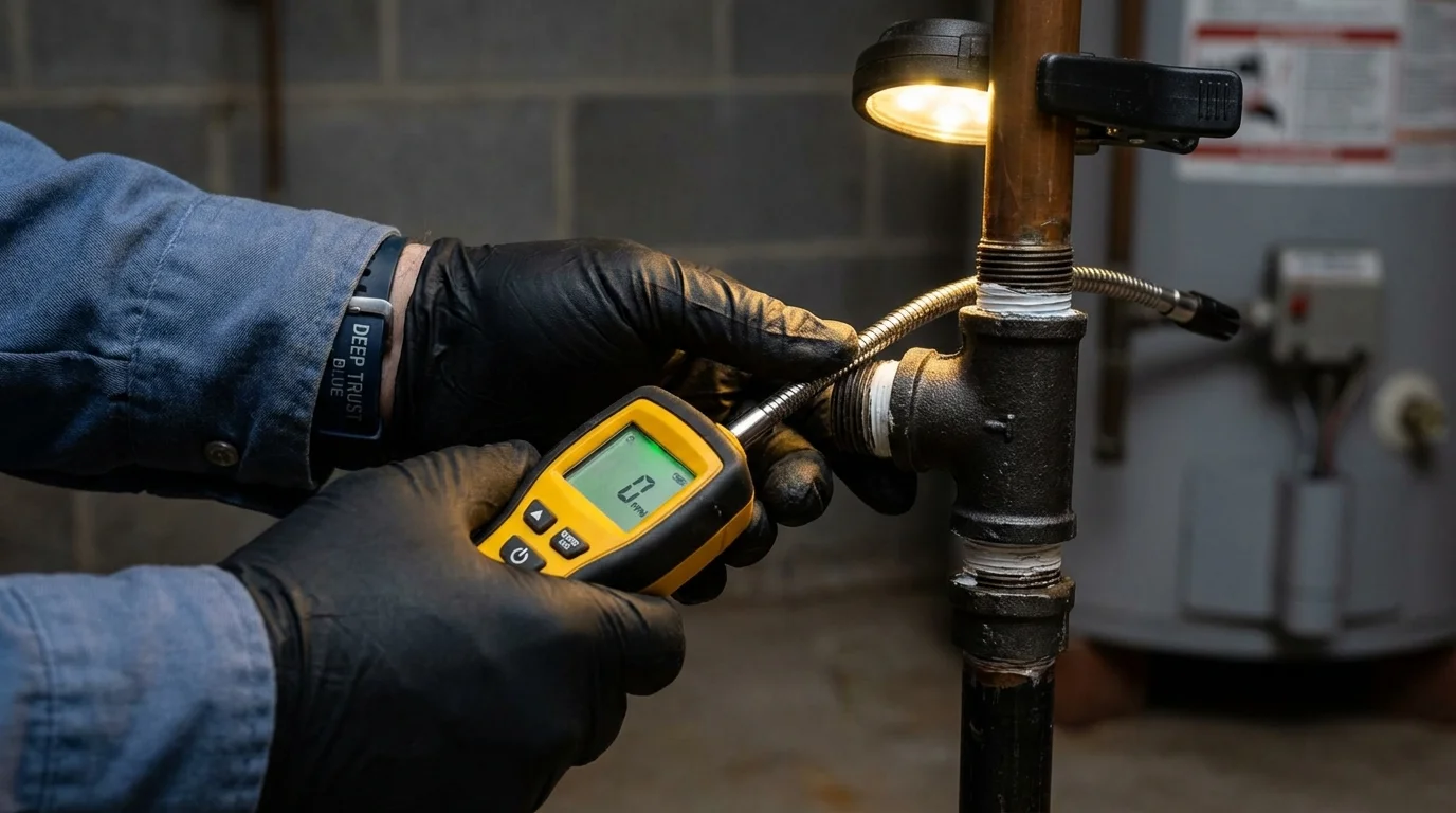 Gas leak detection with electronic sniffer by Johns Plumbing LLC in Roanoke Rapids
