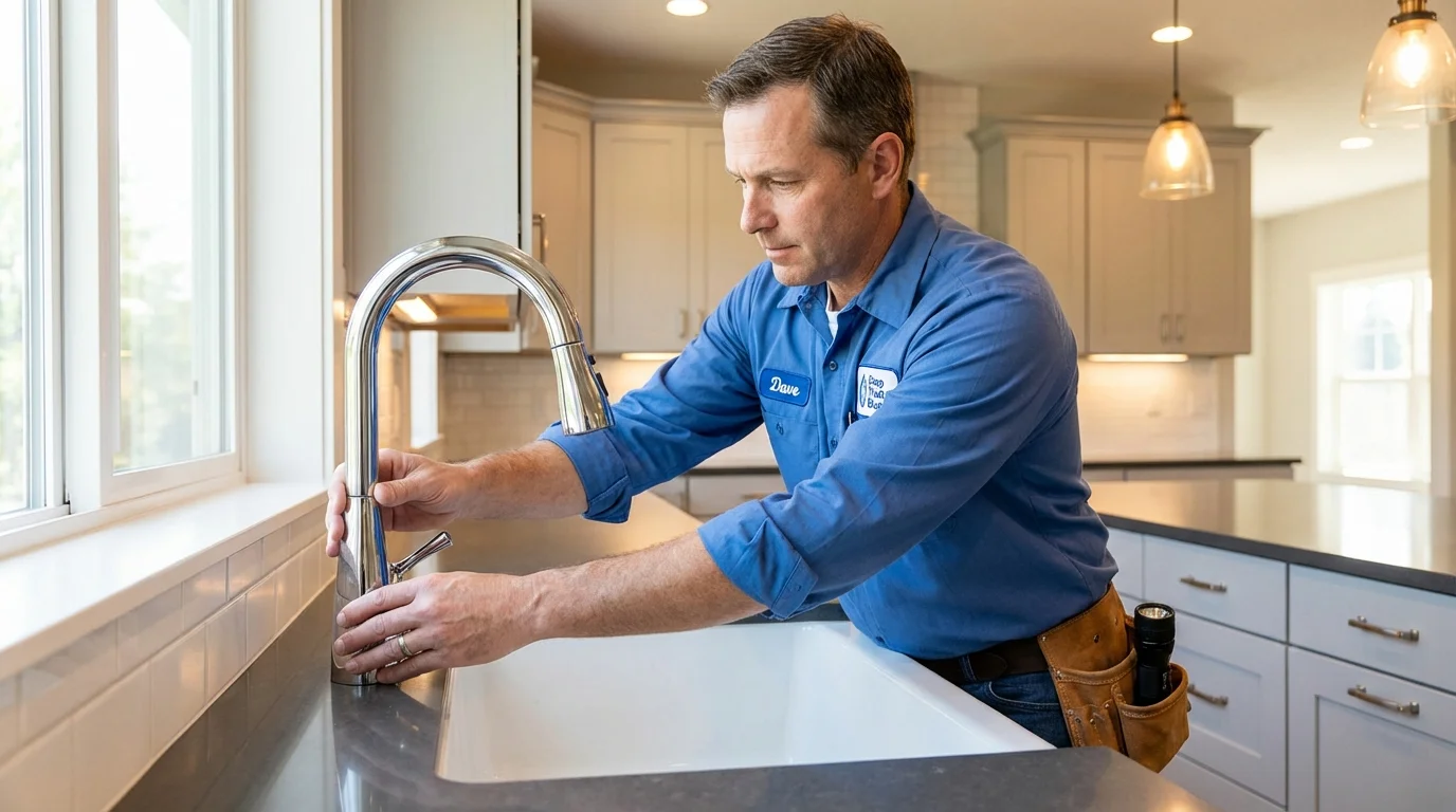 Kitchen faucet installation by Johns Plumbing LLC in Roanoke Rapids