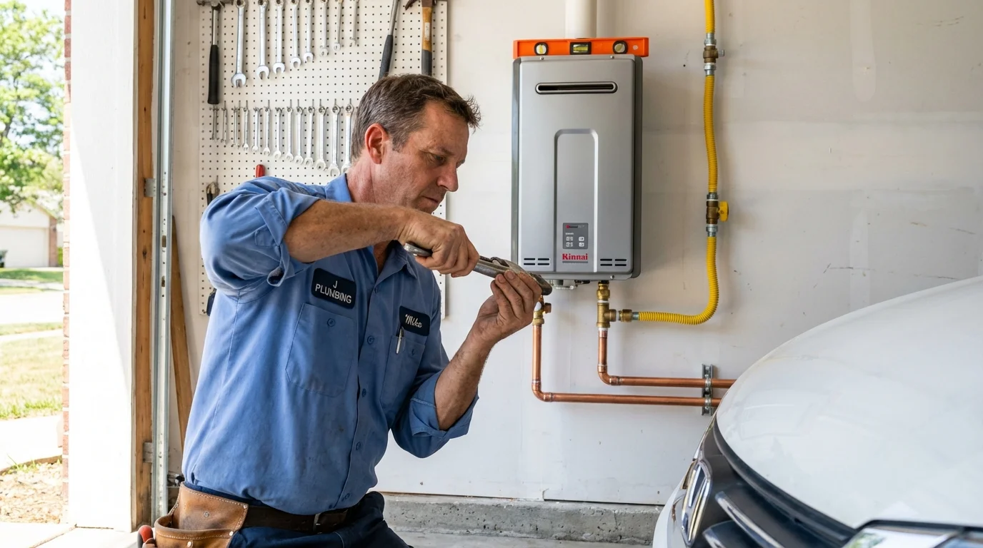 Tankless water heater installation by a Johns Plumbing LLC plumber in Roanoke Rapids